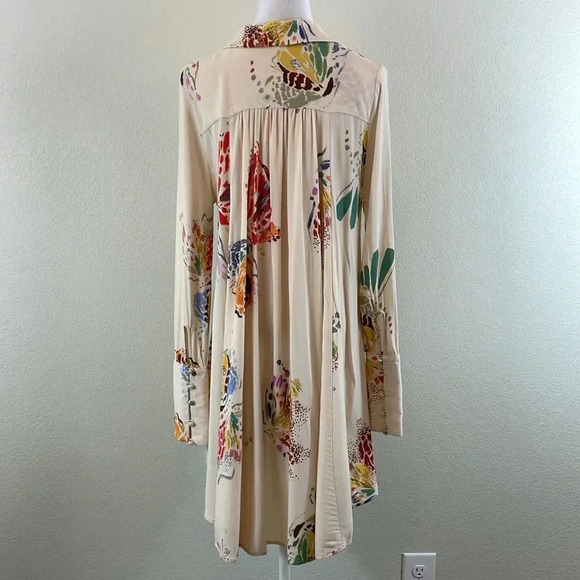 Free People cream floral/abstract high low tunic size small - Picture 4 of 9